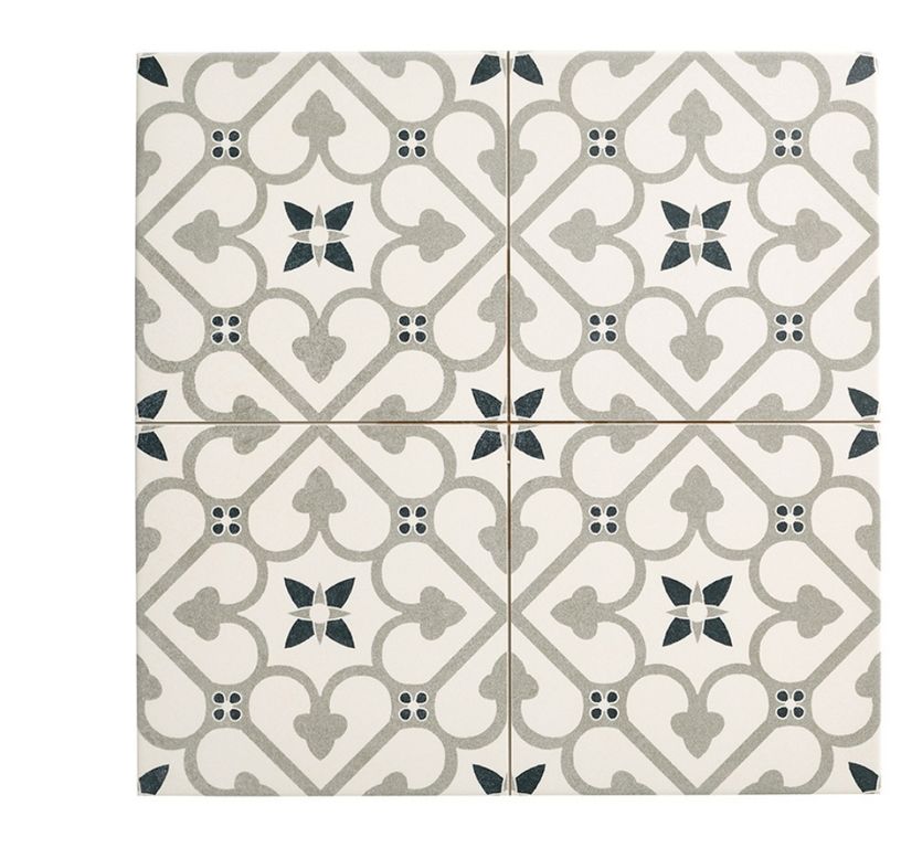 Carrelage BURTON, aspect carreau ciment gris, dim 45.00 x 45.00 cm