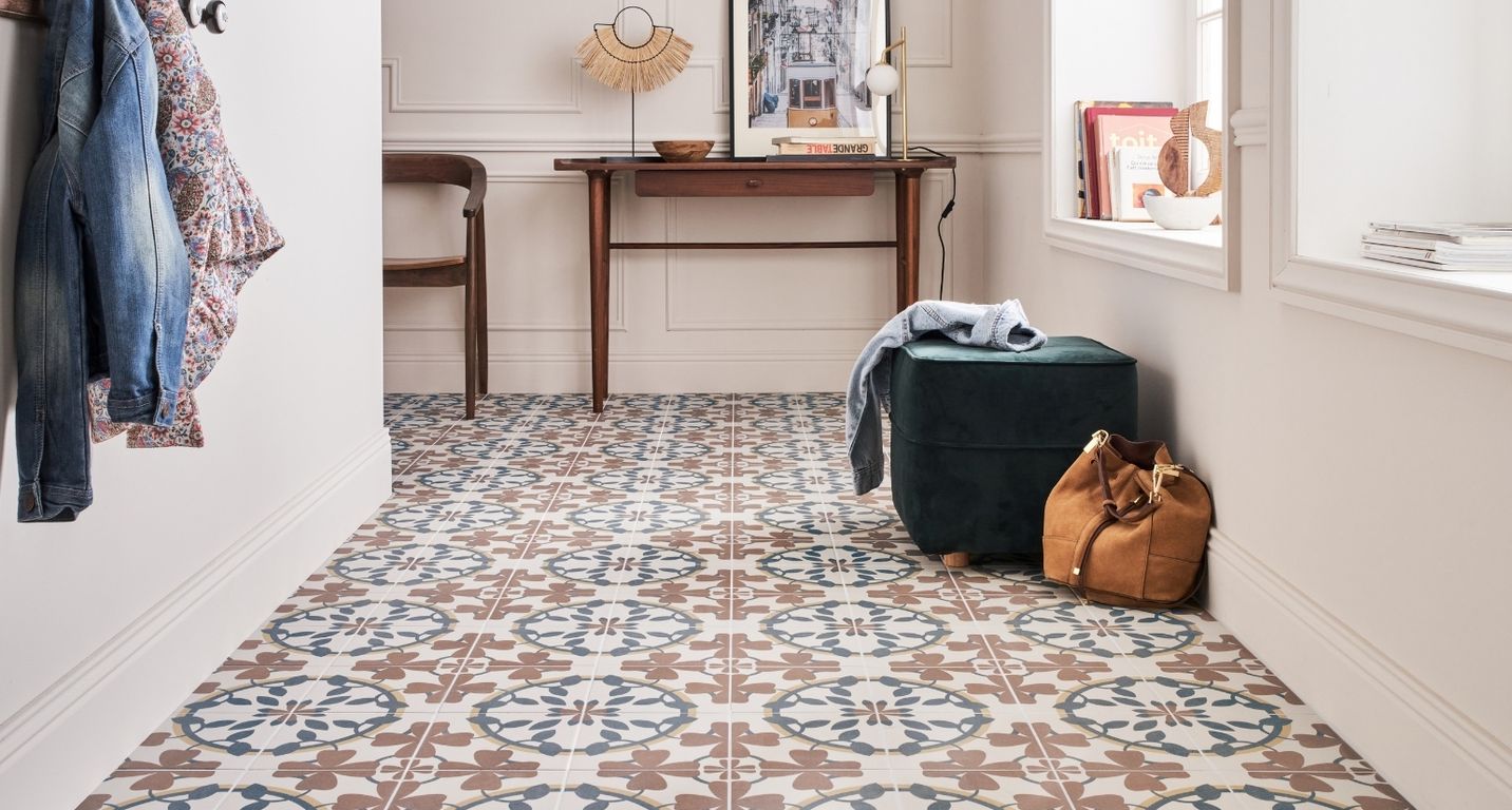 Carrelage RETRO, aspect carreau ciment beige, dim 20.00 x 20.00 cm