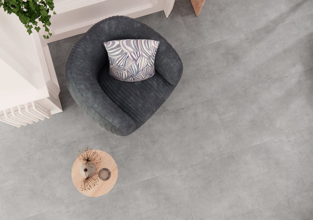 Carrelage AURORE gris clair, aspect béton 60x60cm, dim 60.00 x 60.00 cm