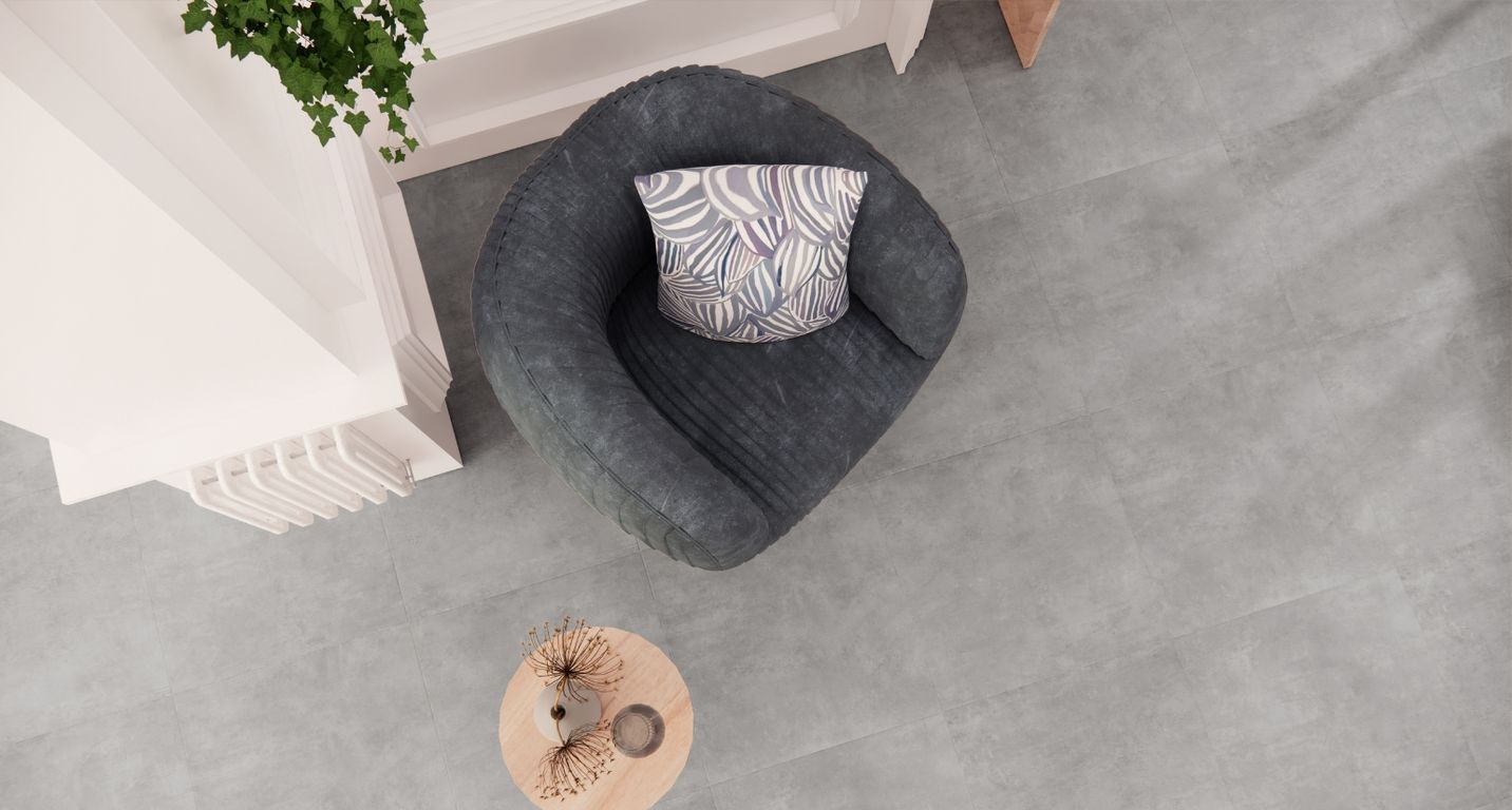 Carrelage AURORE gris clair, aspect béton 60x60cm, dim 60.00 x 60.00 cm
