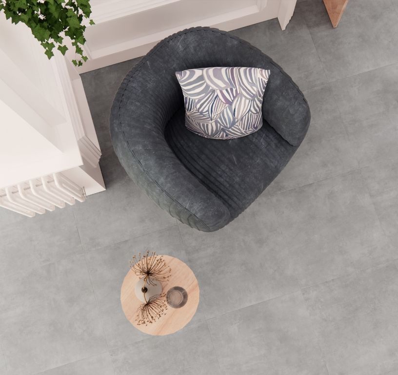 Carrelage AURORE gris clair, aspect béton 60x60cm, dim 60.00 x 60.00 cm