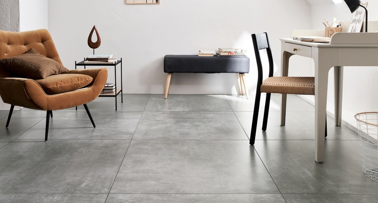 Carrelage AURORE gris clair, aspect béton 90x90cm, dim 90.00 x 90.00 cm