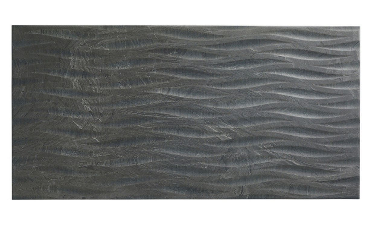 Carrelage WAVE DECOR gris anthracite, faïence noir, dim 46.00 x 91.00 cm