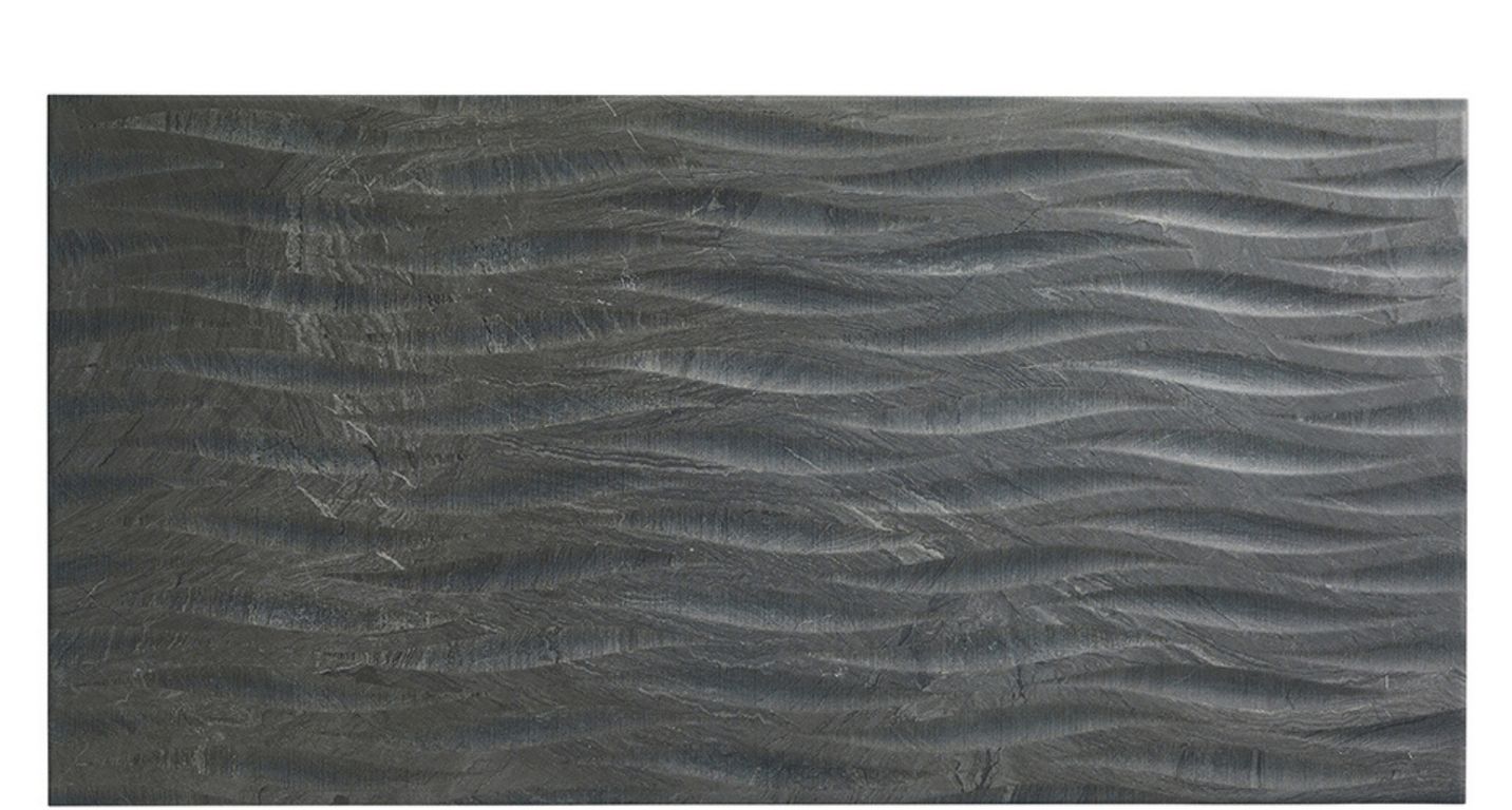 Carrelage WAVE DECOR gris anthracite, aspect pierre noir, dim 46.00 x 91.00 cm