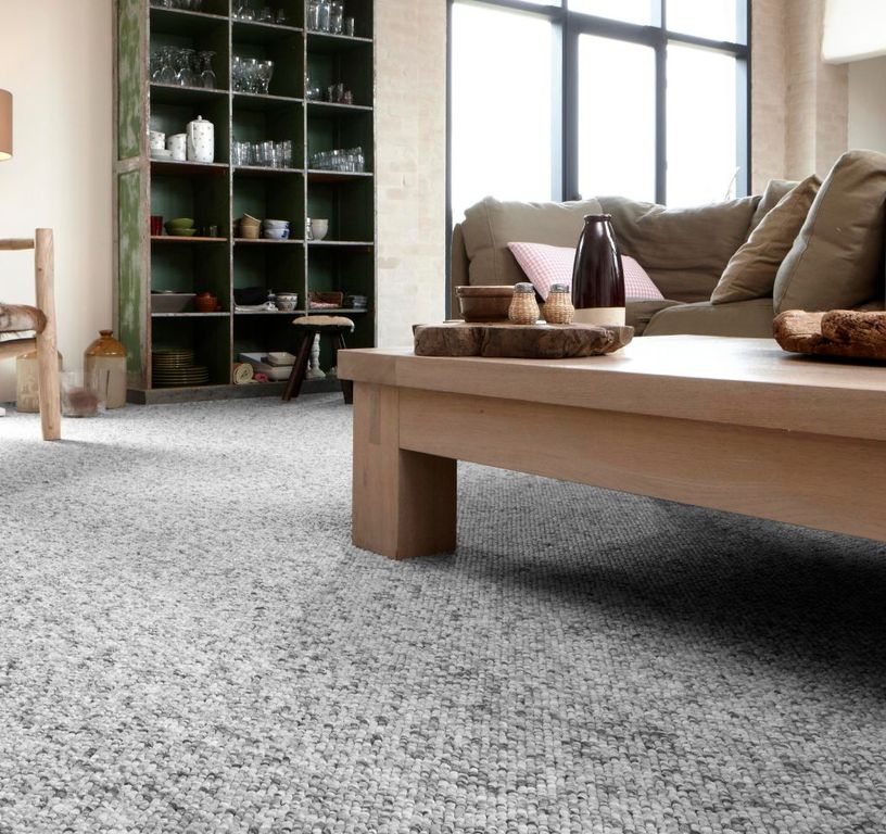 Moquette bouclée BLANCA, col gris perle , rouleau 4.00 m