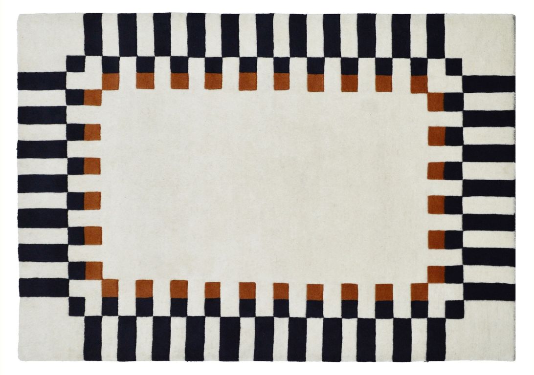 Tapis CADENCE , damier  ECRU / NOIR / TERRA