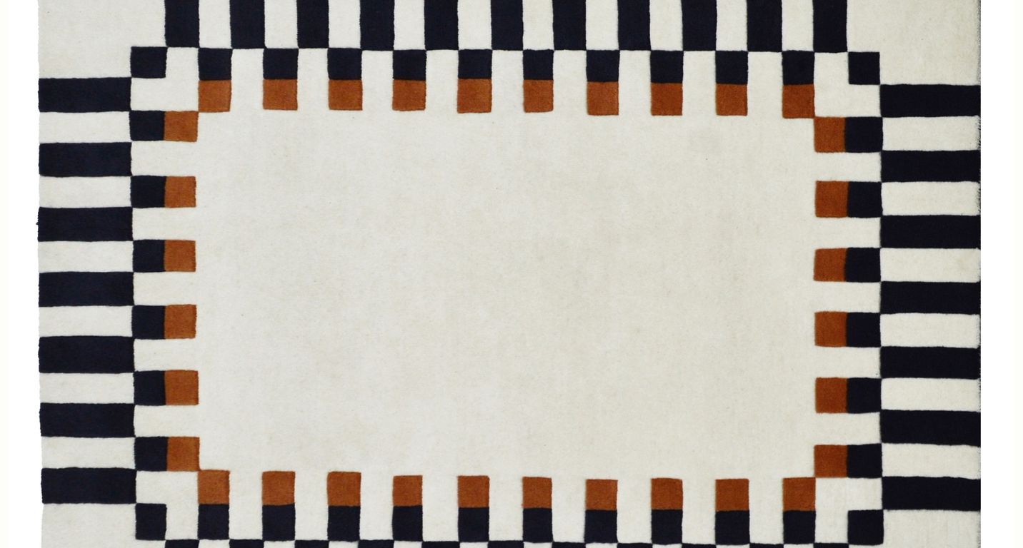 Tapis CADENCE , damier  ECRU / NOIR / TERRA