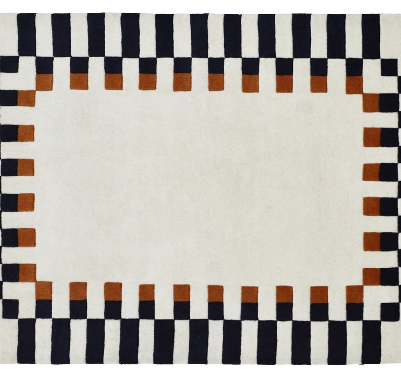 Tapis CADENCE , damier  ECRU / NOIR / TERRA