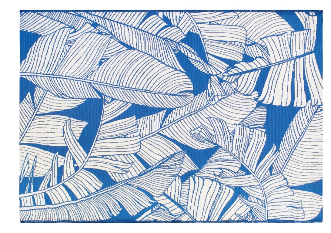 Tapis TAHITI , végétal bleu beige