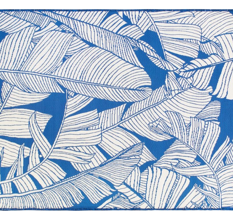 Tapis TAHITI , végétal bleu beige