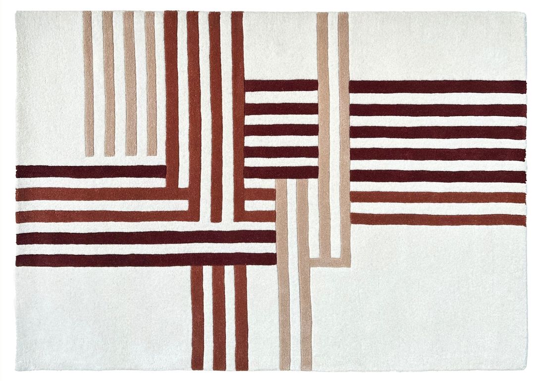 Tapis QUADRILLE , géométrique  ECRU / MULTICO