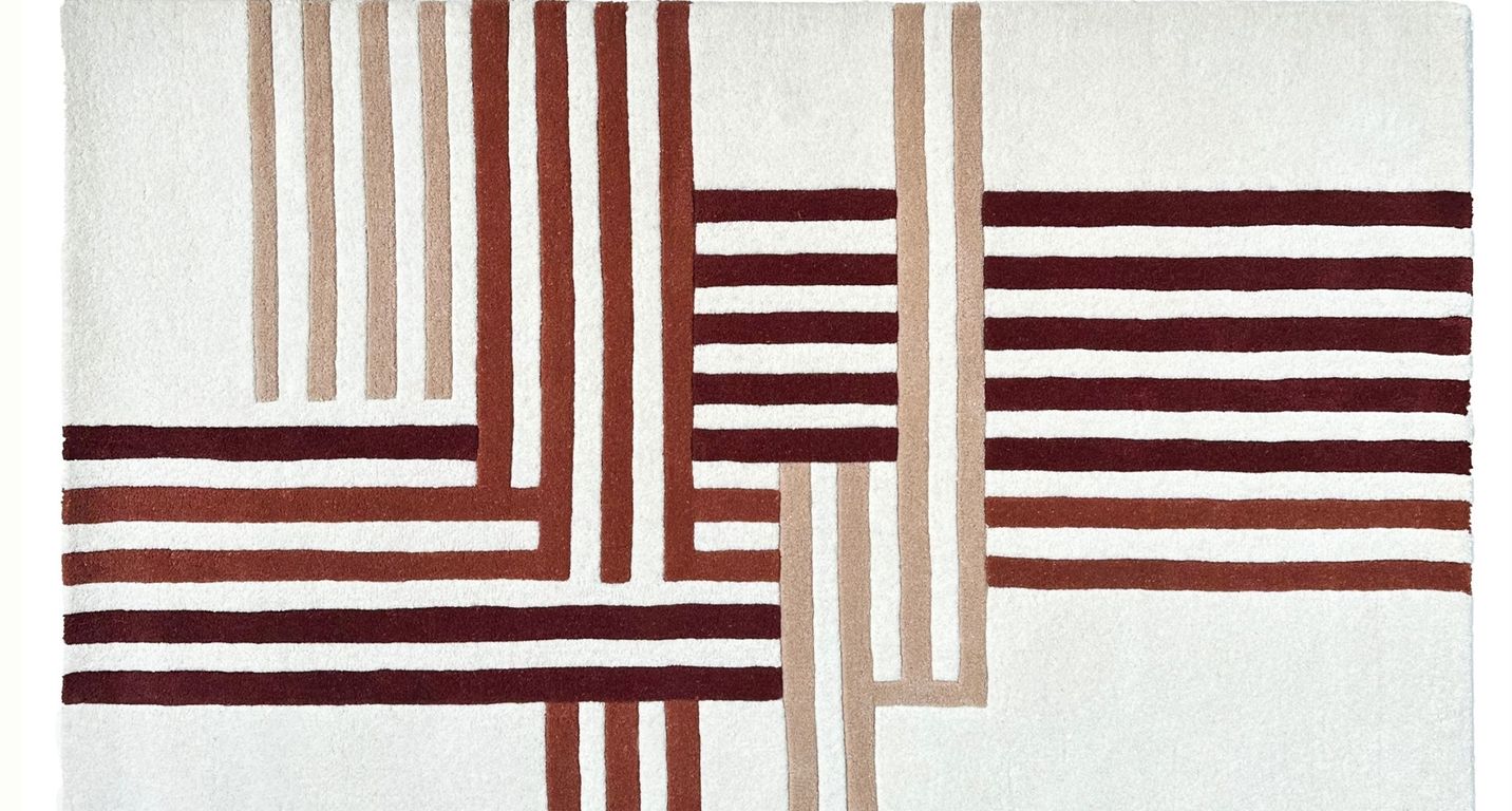 Tapis QUADRILLE , géométrique  ECRU / MULTICO