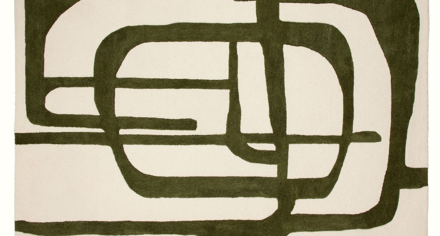 Tapis STAN , géométrique  BEIGE / VERT FONCE