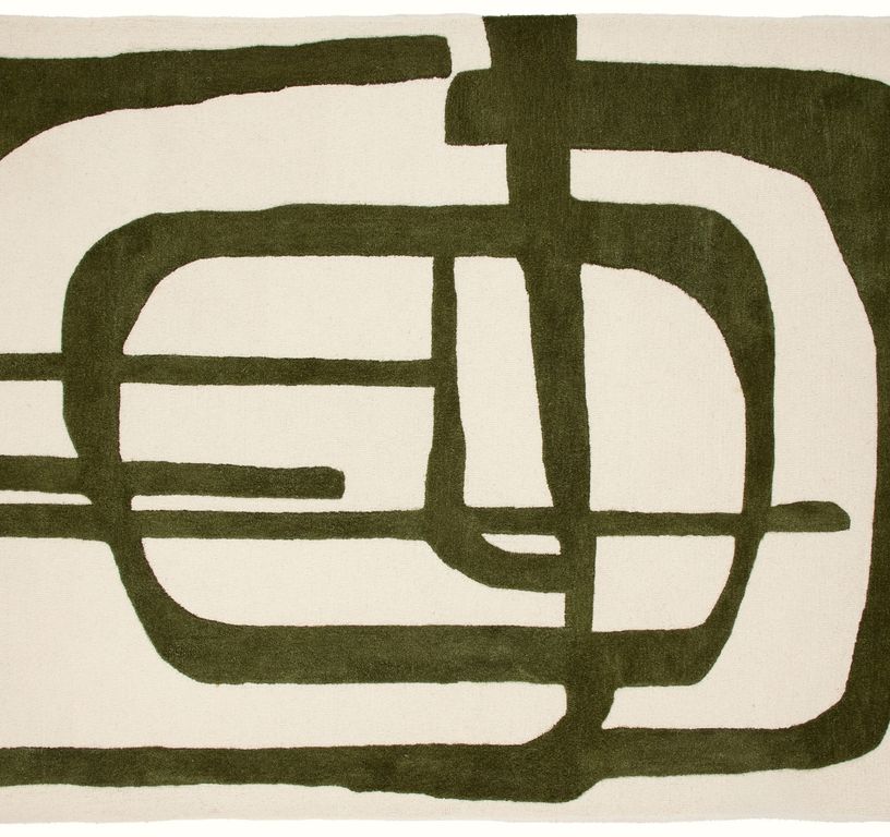 Tapis STAN , géométrique  BEIGE / VERT FONCE