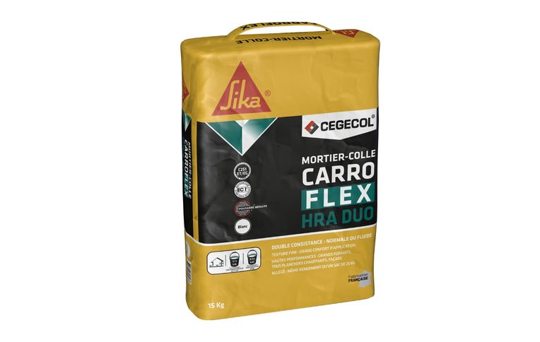 Mortier-colle  Carroflex HRA DUO , pour sols Carrelage, Consommation de 0.9 à 4.8kg /m², Gris, 15.00 kg