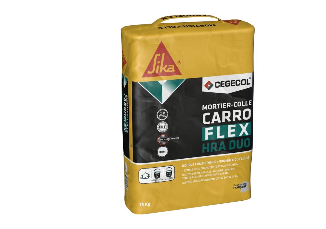 Mortier-colle  Carroflex HRA DUO 15kg, pour sols Carrelage, Consommation de 0.9 à 4.8kg /m², 15.00 kg