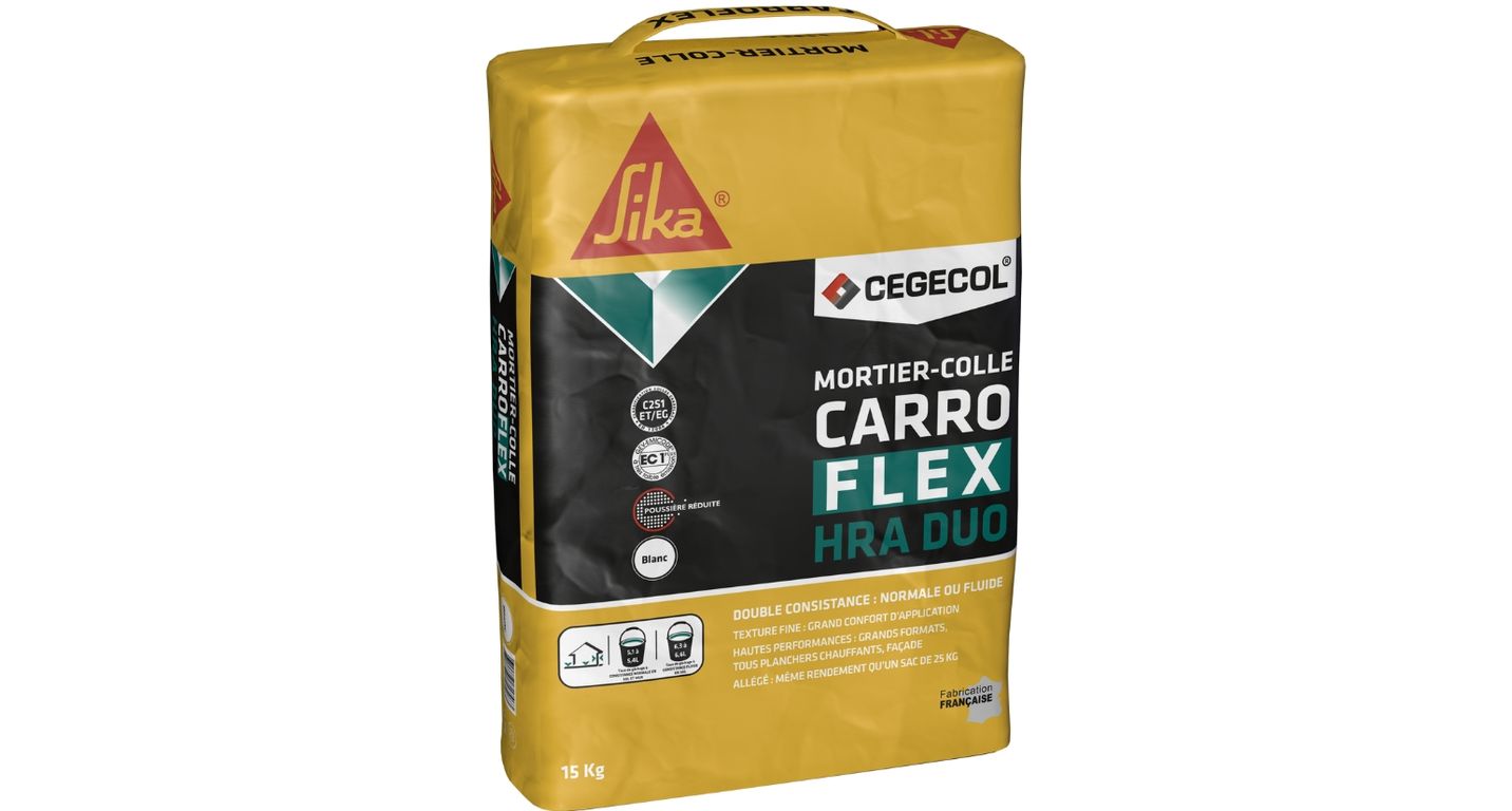 Mortier-colle  Carroflex HRA DUO 15kg, pour sols Carrelage, Consommation de 0.9 à 4.8kg /m², 15.00 kg