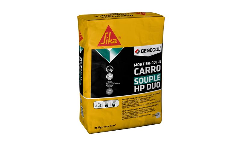 Mortier-colle  Carrosouple HP DUO , pour sols Carrelage, consommation de 1,5 à 7 kg /m², Gris, 25.00 kg