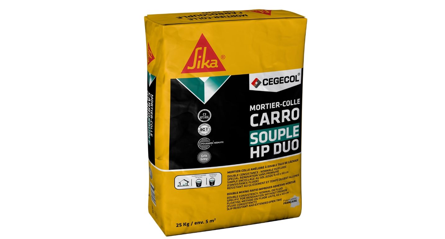 Mortier-colle  Carrosouple HP DUO 25 kg, pour sols Carrelage, consommation de 1,5 à 7 kg /m², 25.00 kg