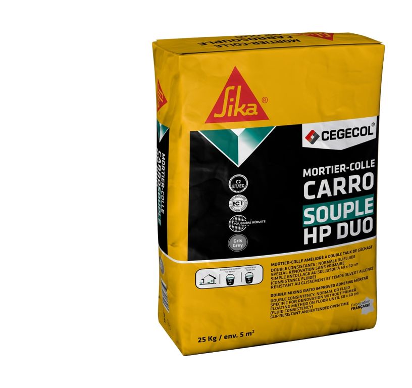 Mortier-colle  Carrosouple HP DUO 25 kg, pour sols Carrelage, consommation de 1,5 à 7 kg /m², 25.00 kg