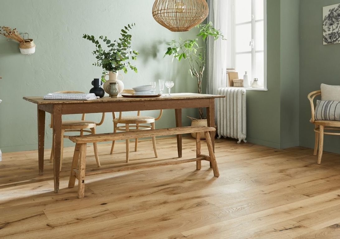 Parquet contrecollé CHALET 190 CHENE AUTHENTIQUE NEW, chêne naturel, verni, larg. 19.00 cm