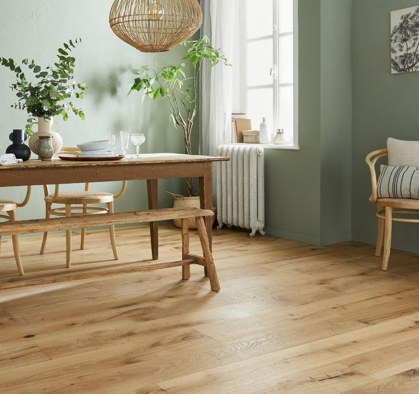 Parquet contrecollé CHALET 190 CHENE AUTHENTIQUE NEW, chêne naturel, verni, larg. 19.00 cm