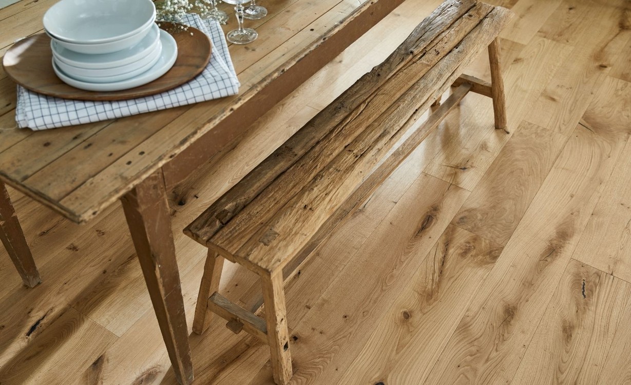 Parquet contrecollé CHALET 190 CHENE AUTHENTIQUE NEW, chêne naturel, verni, larg. 19.00 cm