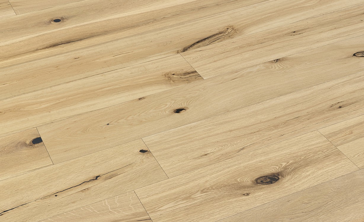 Parquet contrecollé CHALET 190 CHENE AUTHENTIQUE NEW, chêne naturel, verni, larg. 19.00 cm