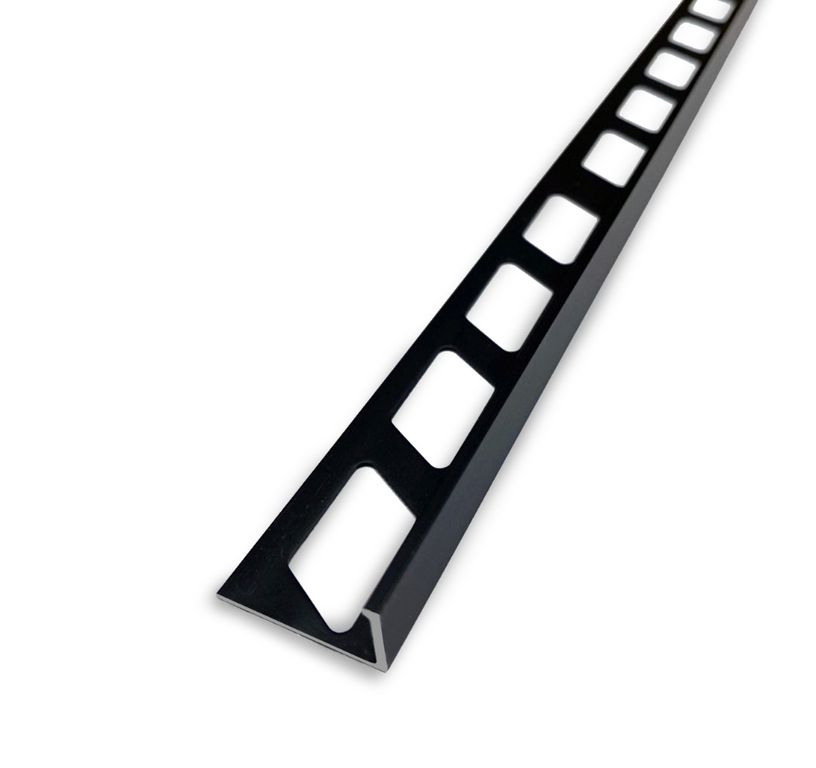 Profilé d'arrêt Arrêt de cornière 10mm  , aluminium, décor noir mat, l.0.02 x L. 250.00 cm