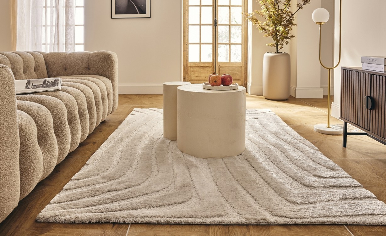 Tapis KASAI , rayure Beige