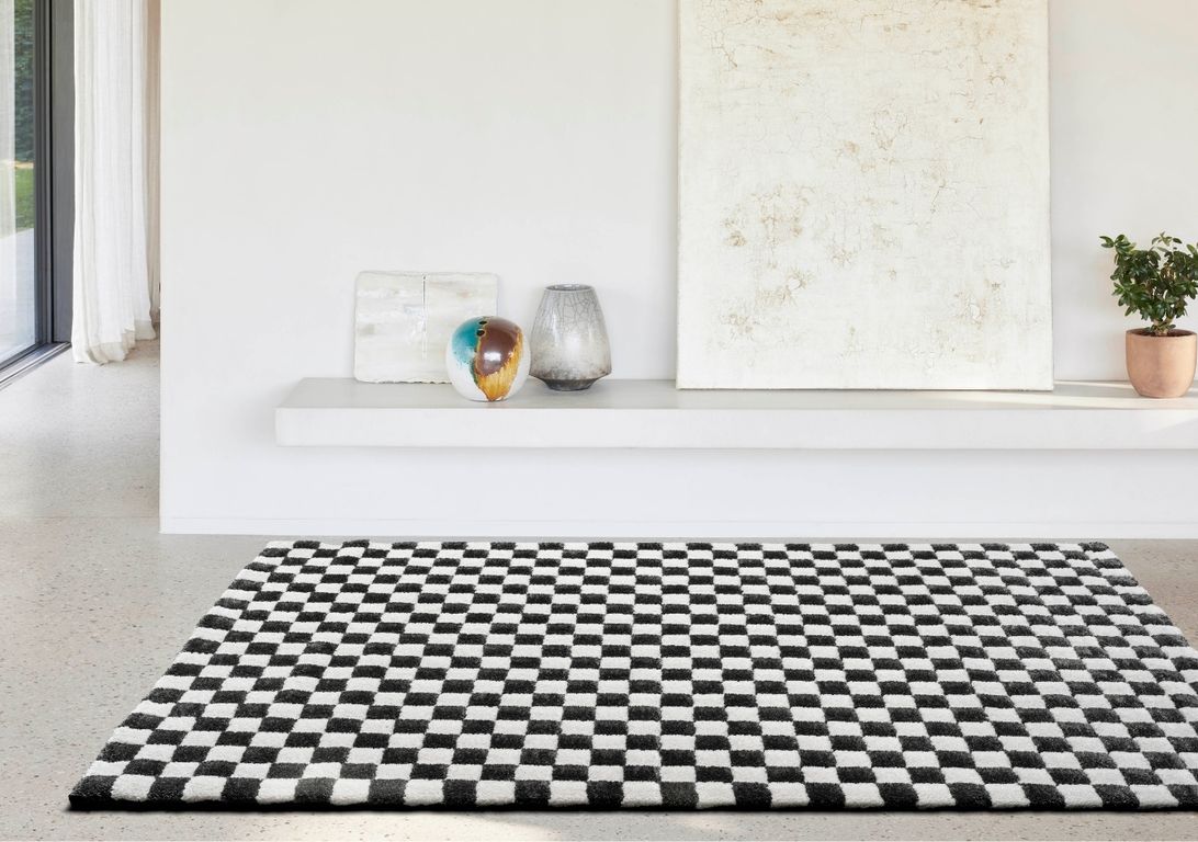 Tapis LOUISE , damier  Noir et blanc