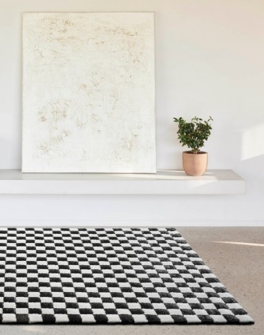 Tapis LOUISE , carreau Noir et blanc