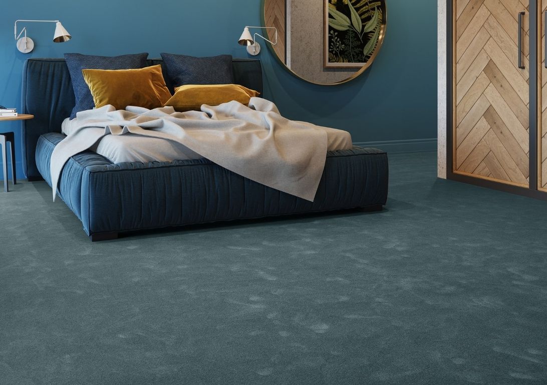 Moquette velours OBSESSION, col bleu, rouleau 4.00 m