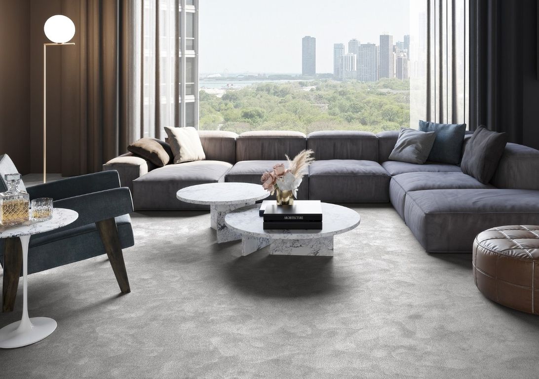 Moquette velours OBSESSION, col gris nuage, rouleau 4.00 m