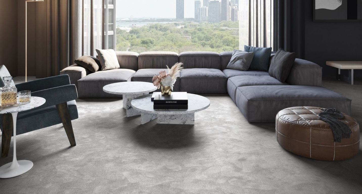 Moquette velours OBSESSION, col gris nuage, rouleau 4.00 m