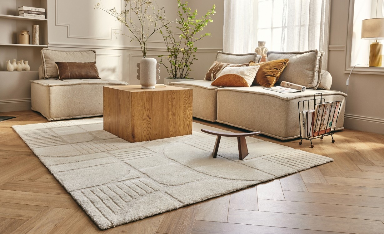 Tapis GROUND  , géométrique Beige