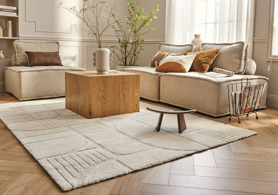 Tapis GROUND  , géométrique  Beige