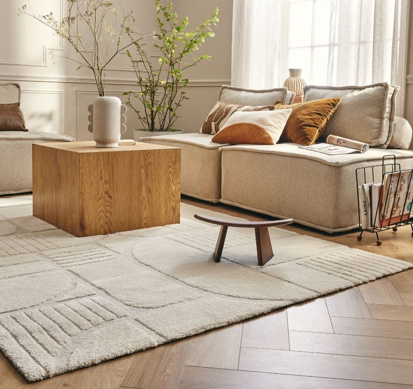 Tapis GROUND  , géométrique  Beige
