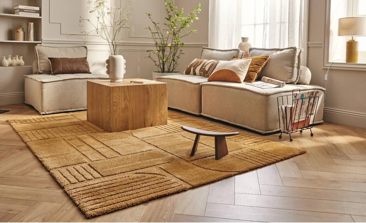 Tapis GROUND  , géométrique Curry