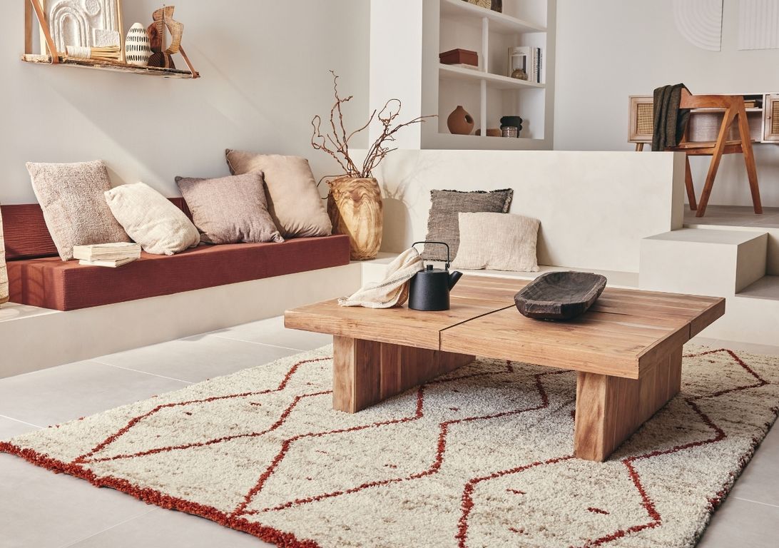 Tapis KAMIL , berbère  Beige / rouille