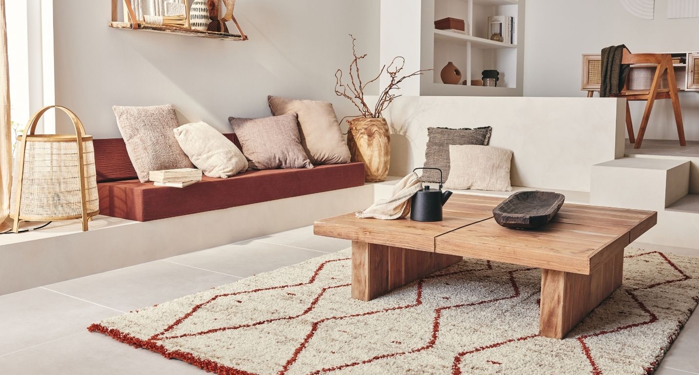 Tapis KAMIL , berbère  Beige / rouille