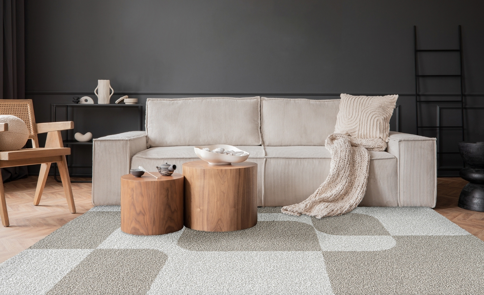 Tapis moderne  géométrique  beige 80x110 cm