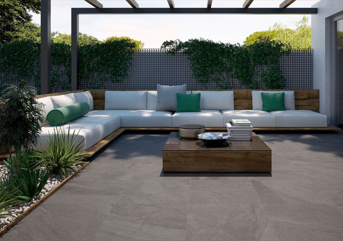 Dalle carrelage 20mm HALLEY GRIS CLAIR 20mm new, aspect pierre 60x60cm, dim 61.00 x 61.00 cm