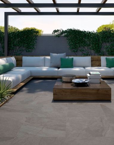 Dalle carrelage 20mm HALLEY GRIS CLAIR 20mm new, aspect pierre 60x60cm, dim 60.50 x 60.50 cm