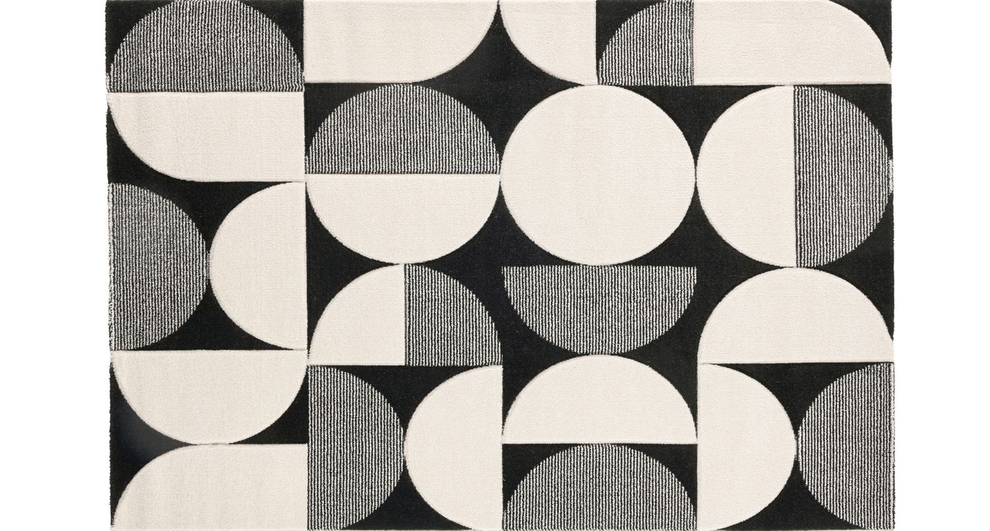 Tapis KALEO , graphique Noir / blanc / gris