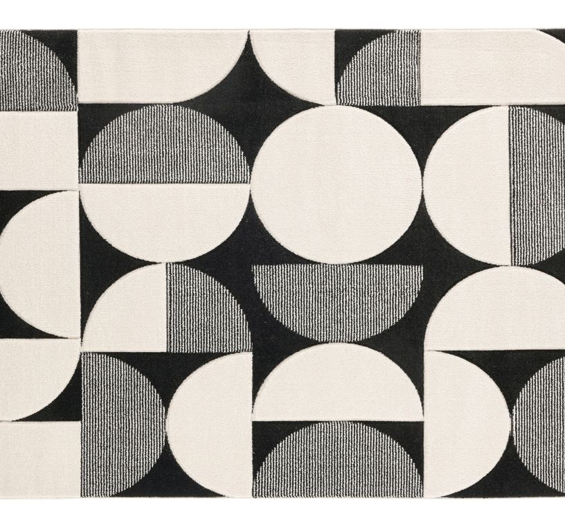 Tapis KALEO , graphique Noir / blanc / gris