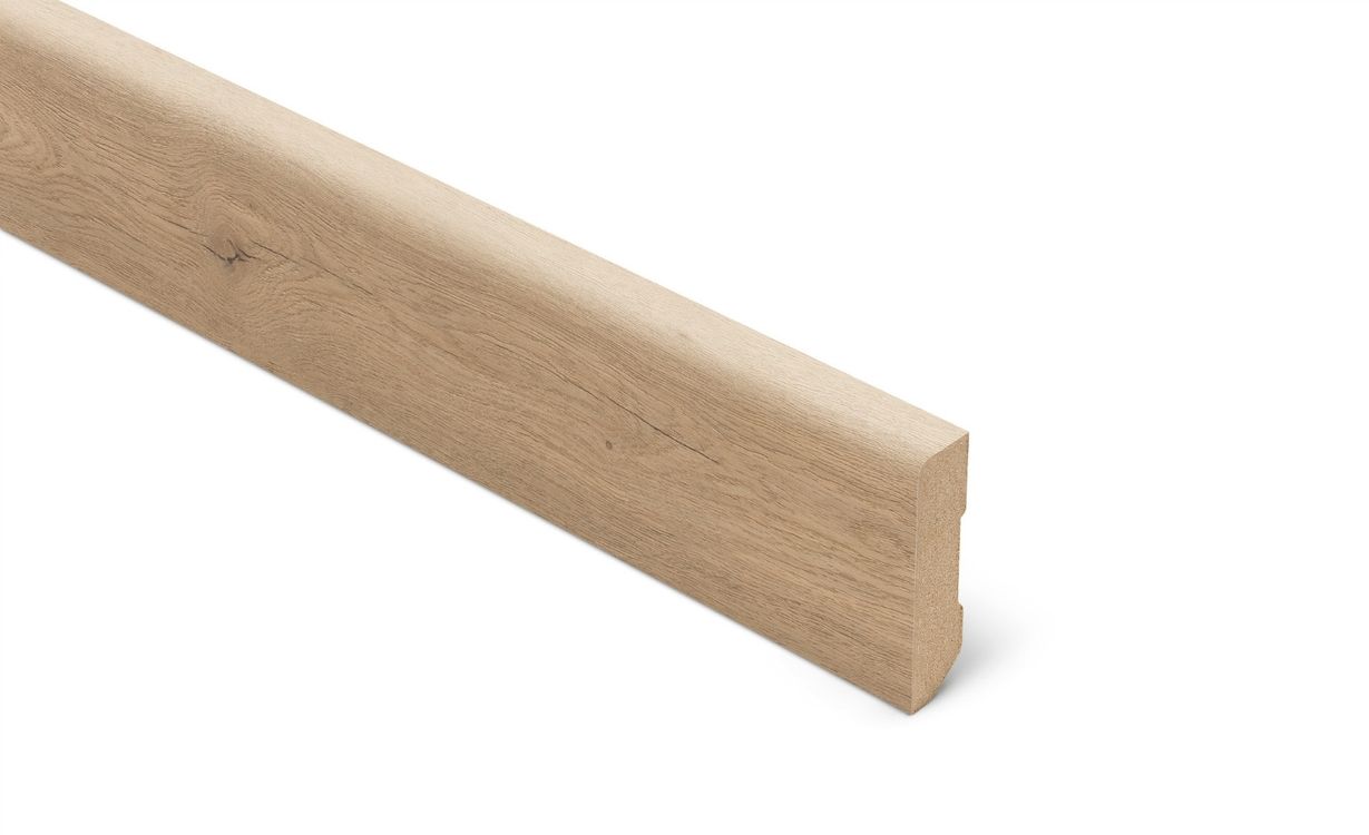 Plinthe  Lamett, Mdf placage bois, décor Bois chêne naturel clair , h.6.00 x L. 240.00 cm