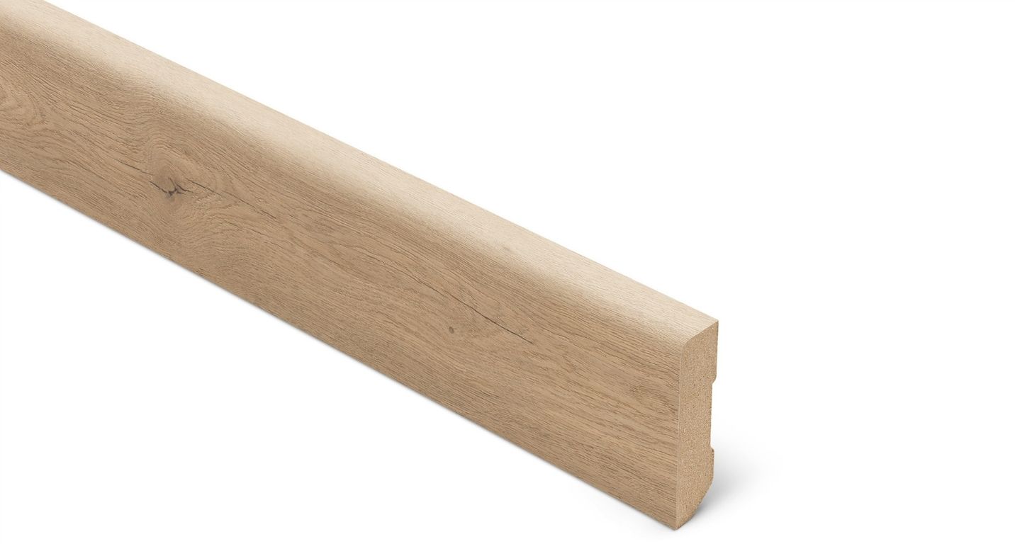 Plinthe  Lamett, Mdf placage bois, décor Bois chêne naturel clair , h.6.00 x L. 240.00 cm