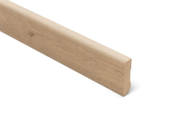 Plinthe Lamett, Mdf placage bois, décor Bois chêne naturel clair , h.6.00 x L. 240.00 cm