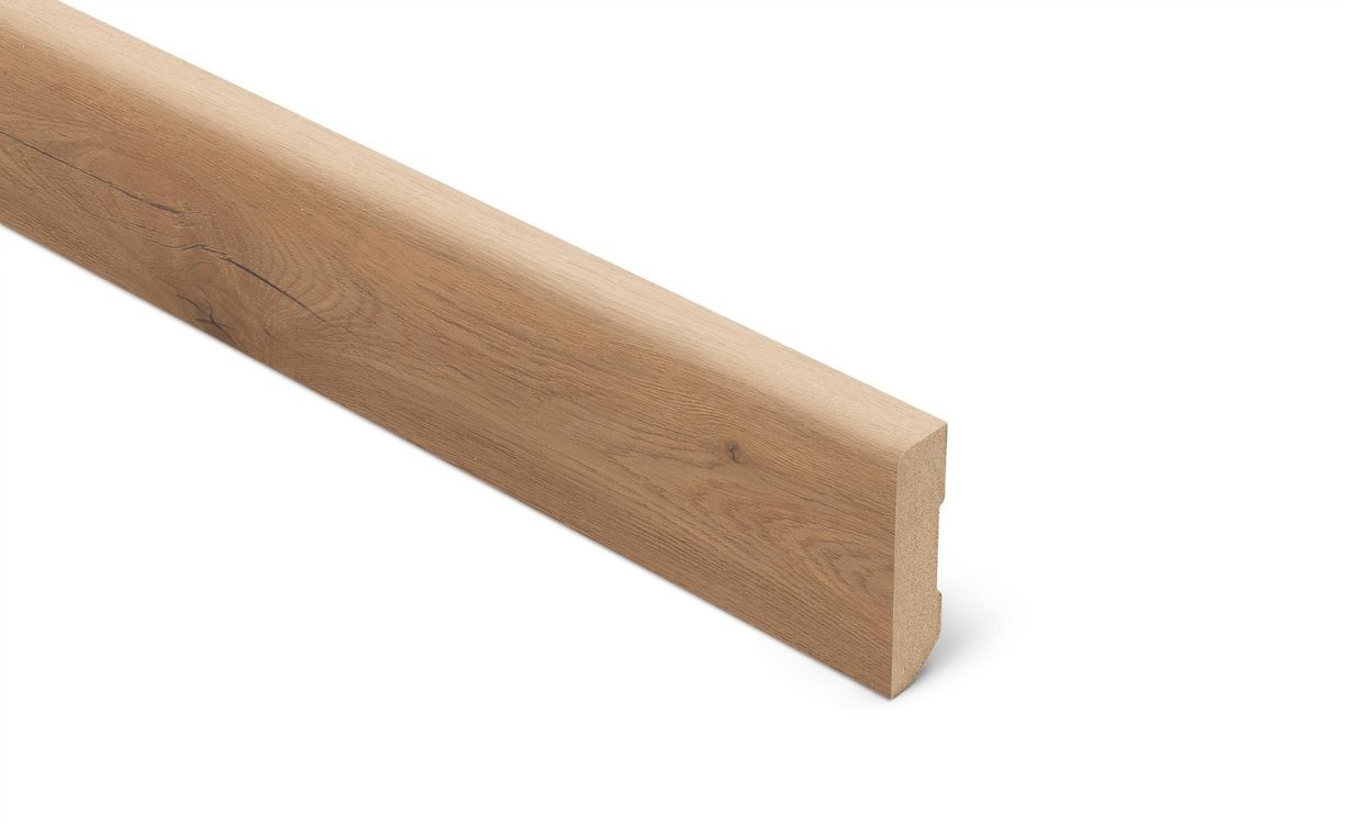 Plinthe  Lamett, Mdf placage bois, décor Bois chêne tradition , h.6.00 x L. 240.00 cm
